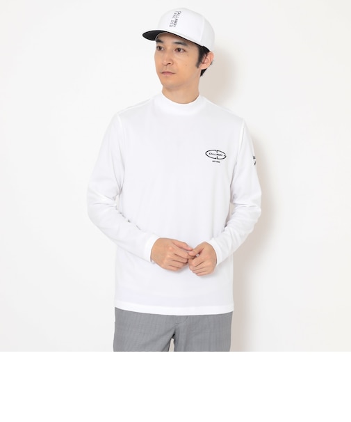 ポリエステルスムース長袖モックネックシャツ