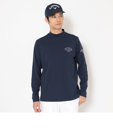 ポリエステルスムース長袖モックネックシャツ