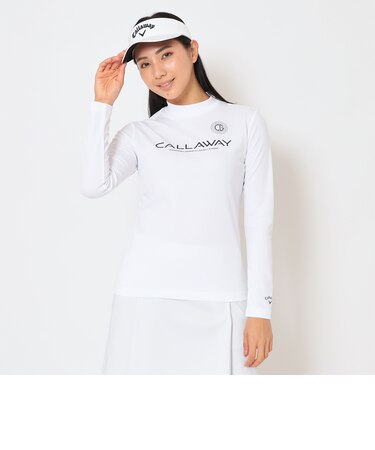 ポリエステルスムース長袖モックネックシャツ