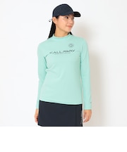 ポリエステルスムース長袖モックネックシャツ