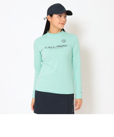 ポリエステルスムース長袖モックネックシャツ