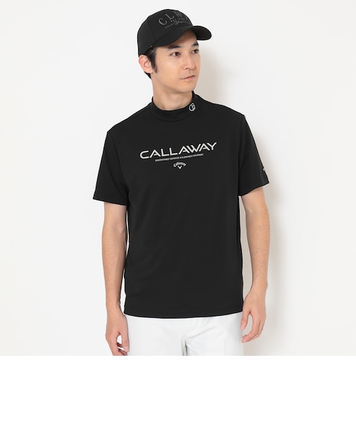 ポリエステルスムース半袖モックネックシャツ