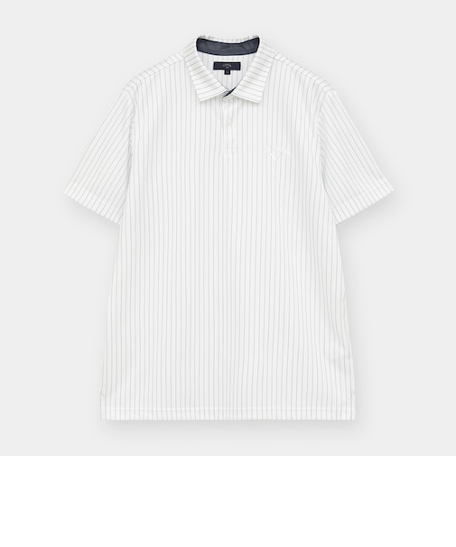 ハニカムメッシュストライプ半袖シャツ