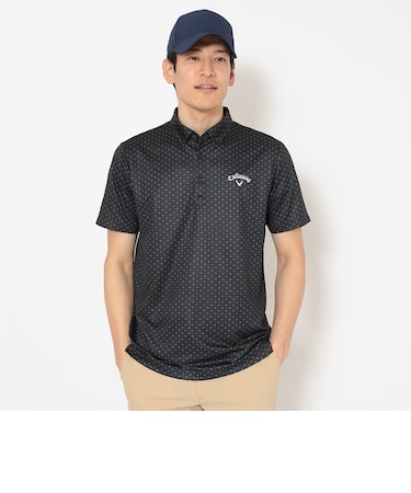 ハニカムメッシュ総柄ロゴ半袖シャツ