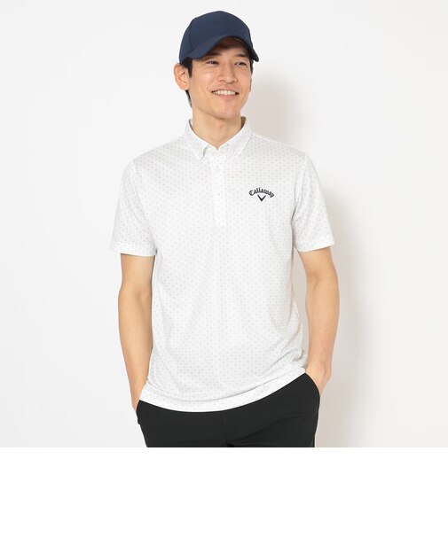 ハニカムメッシュ総柄ロゴ半袖シャツ