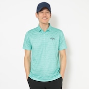 ハニカムメッシュ幾何学柄ロゴ半袖シャツ