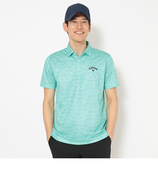 ハニカムメッシュ幾何学柄ロゴ半袖シャツ