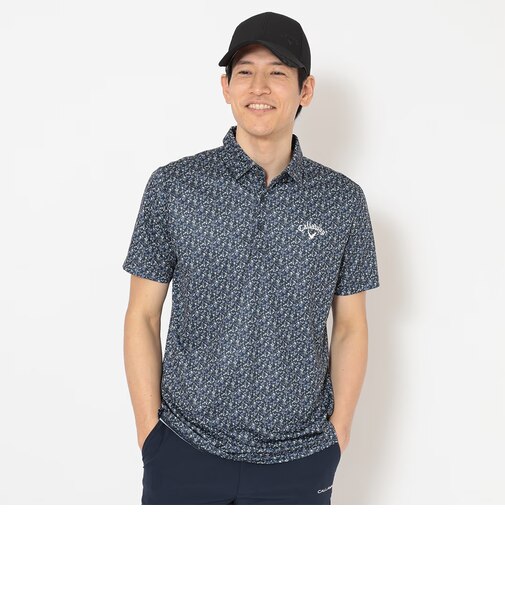 ハニカムメッシュ小花柄半袖シャツ