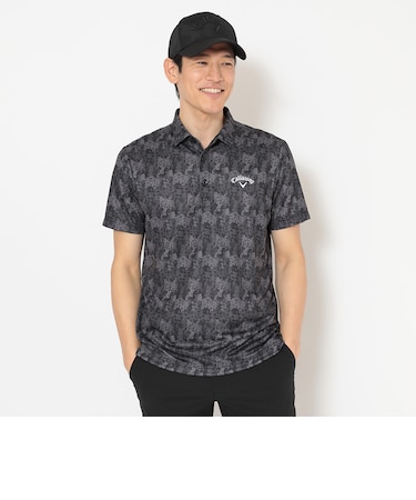 ハニカムメッシュボタニカル柄半袖シャツ