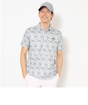 ハニカムメッシュボタニカル柄半袖シャツ