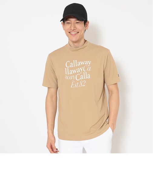 ポリエステルスムース半袖モックネックシャツ