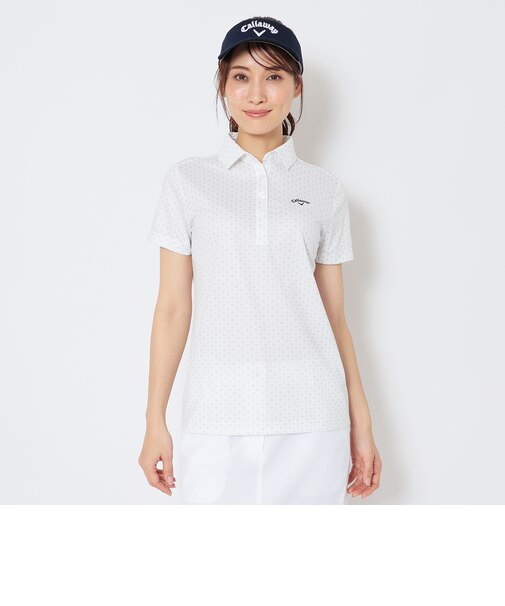 ハニカムメッシュ総柄ロゴ半袖シャツ