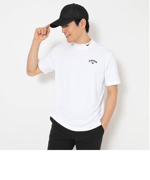 ポリエステルスムース半袖モックネックシャツ