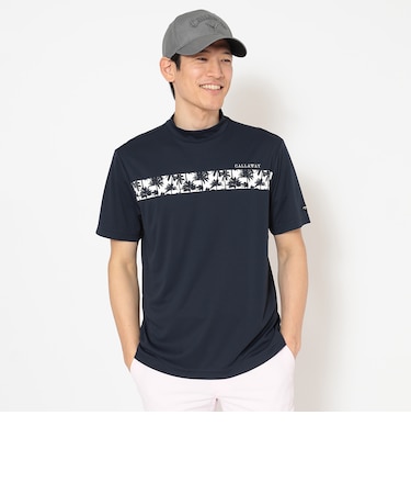 ポリエステルスムース半袖モックネックシャツ