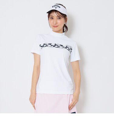 ポリエステルスムース半袖モックネックシャツ