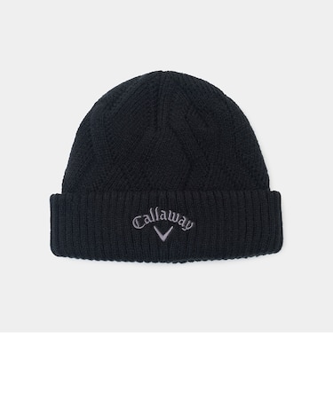 ダイヤ編みアクリルロゴビーニー(men's)