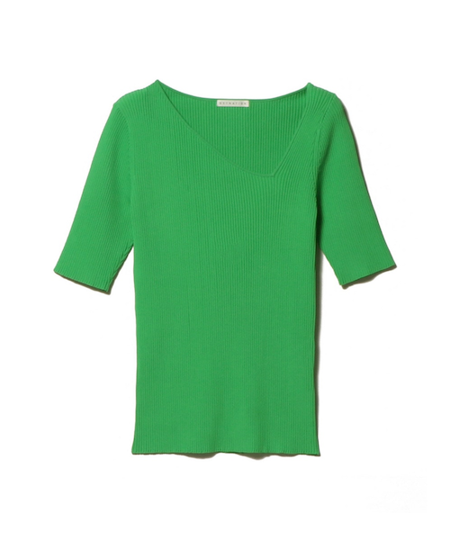 アシンメトリーVネックリブニット｜エストネーションのアウトレット