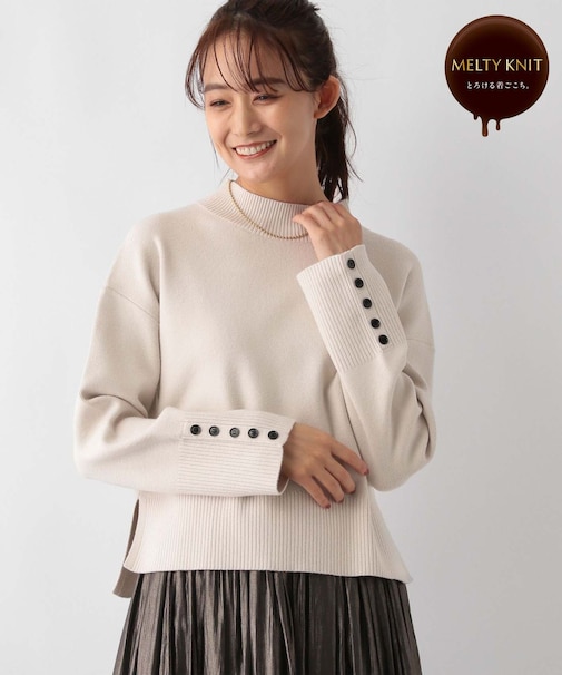 メルティ袖ボタンスタンドプルオーバー/139318
