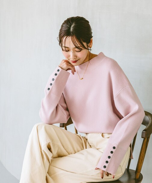 メルティ袖ボタンスタンドプルオーバー/139318