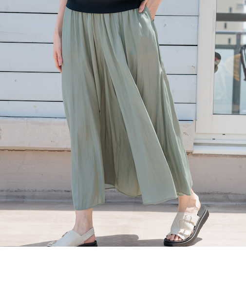 さらさらリラックスフレアワイドパンツ/975427