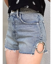 ハイウエストSIDE RINGデニムショートパンツ