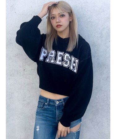PRESH short ニットパーカー