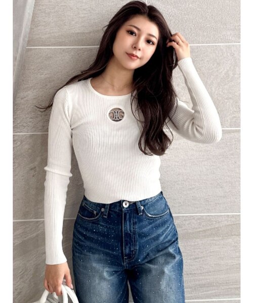 Symmetry GYDA MOLDクルーネックニットトップス｜マークスタイラー