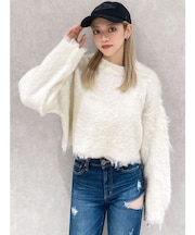 モヘアタッチシャギーショートニットトップス【WEB限定】