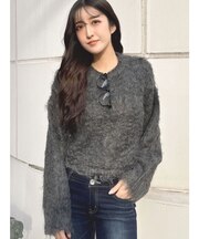 モヘアタッチシャギーショートニットトップス【WEB限定】