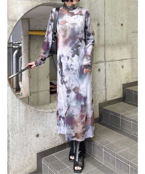 NON TOKYO マーブル柄シアーワンピース 新品 NON TOKYO マーブル柄