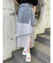 異素材MIXスリットスカート