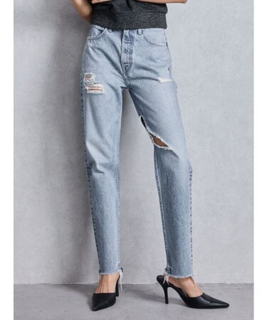 ハイウエストVintage Edge ダメージストレートデニムパンツ
