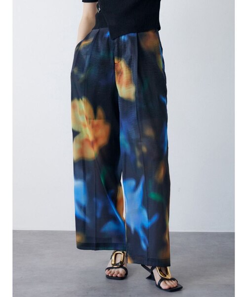 【美品】plantation bizenフラワーJQ ワイドパンツ 美品】plantation bizenフラワーJQ ワイドパンツ qiri｜コットン