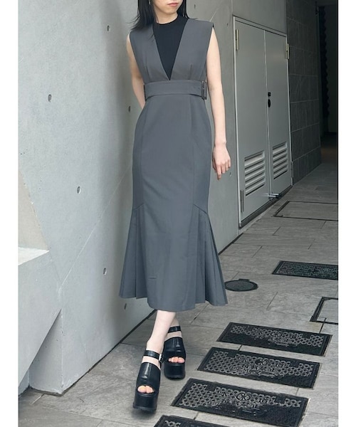 スカート maco ボタニカルプリントシアータックスカート(ロングスカート