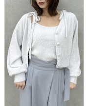 ミニシャギーラメニットカーデトップス