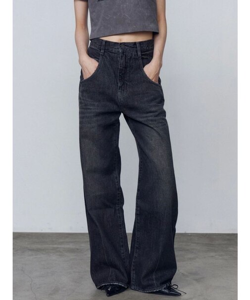 ルーズワイドハイウエストジーンズ