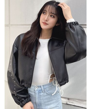 Sleeve Studs フェイクレザージャケット