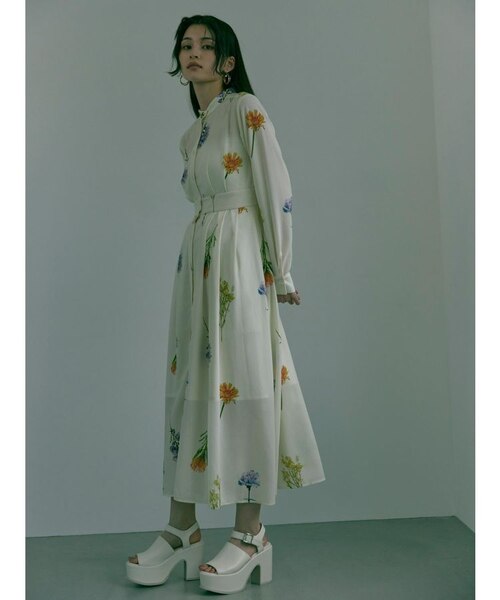 フラワープリントシャリーングワンピース【WEB限定】【花柄】｜マーク