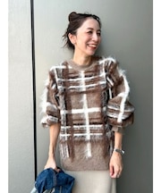 チェックジャカードルーズニット