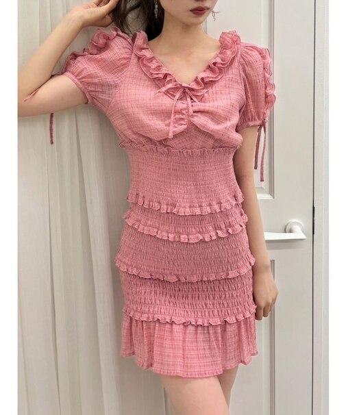 ベビーフリルシャーリングワンピース