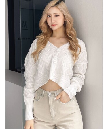 BACKレースアップニットカーディガン