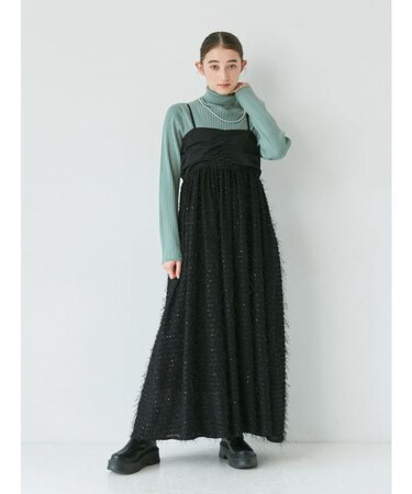 スパンコールデザインキャミワンピース