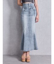 ハイウエストBACKクロスマーメイドデニムスカート