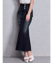 ハイウエストBACKクロスマーメイドデニムスカート