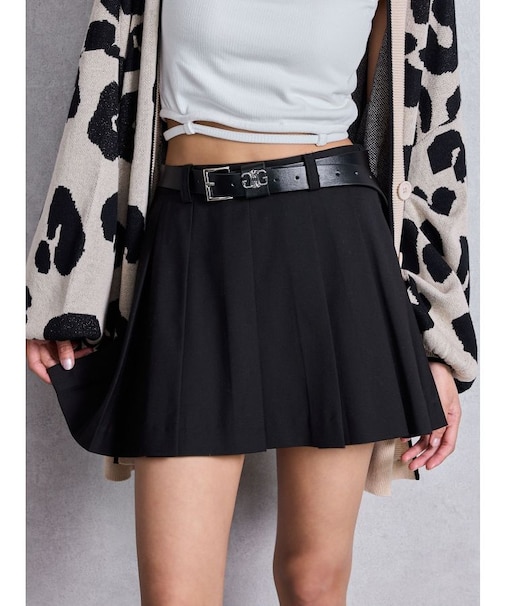 ベルトSETプリーツスカートライクショートパンツ