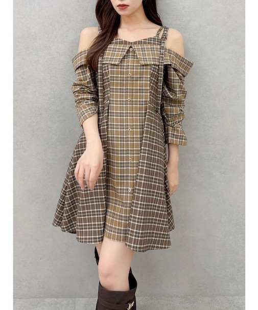 レイヤードイレヘムシャツワンピース