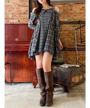 レイヤードイレヘムシャツワンピース