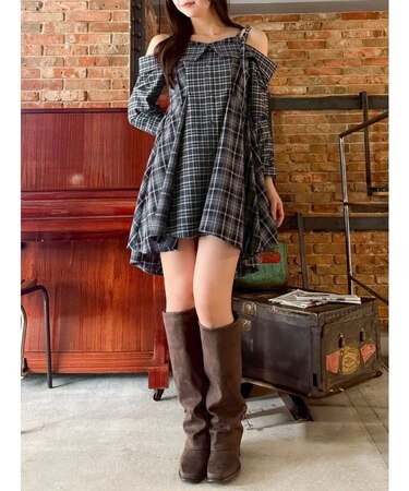 レイヤードイレヘムシャツワンピース