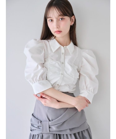 タックスリーブギャザーシャツ