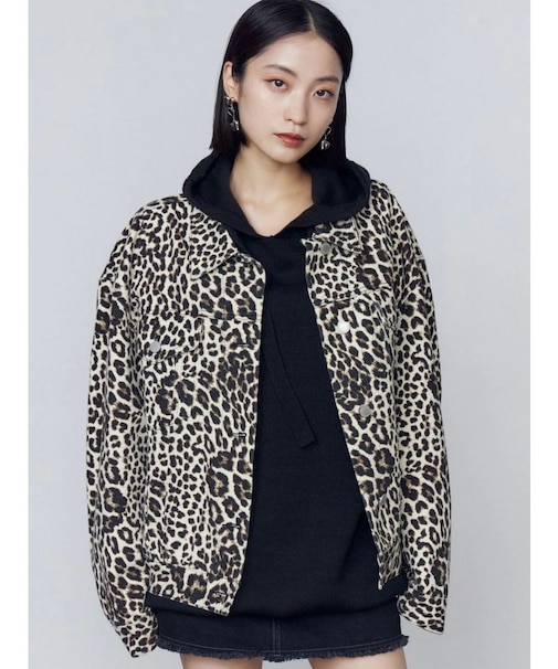 オーバーポケットレオパードブルゾン
